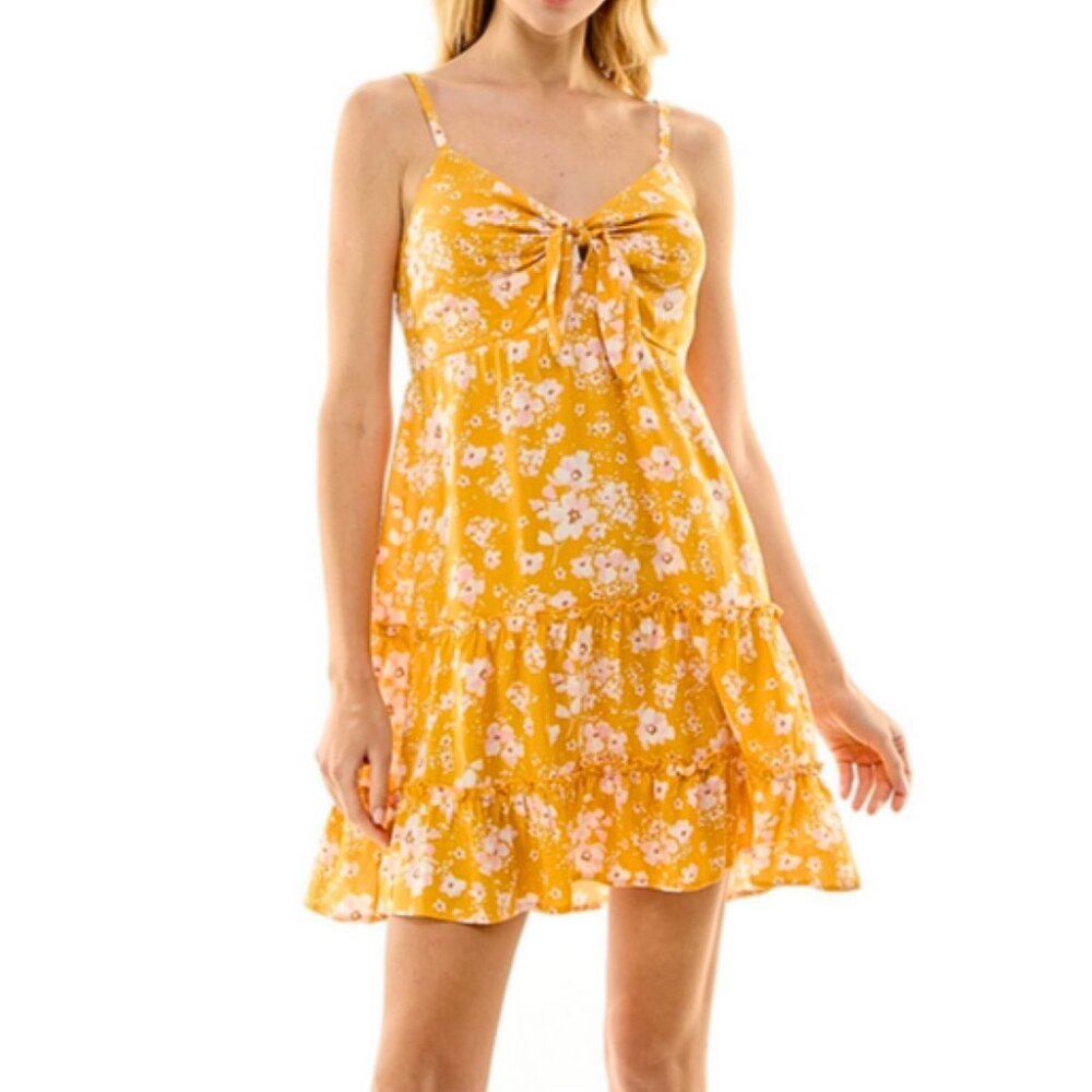 Lily Rose Yellow Floral Tie Front Swing Dress Size XXL - Picture 1 of 6
